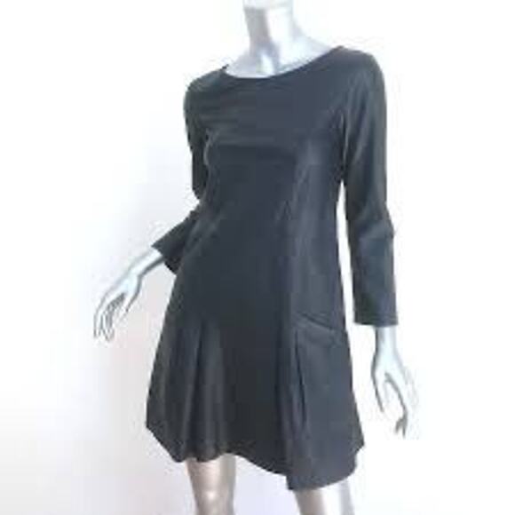 $775 Theory 2 Lamb Leather A-line mini dress